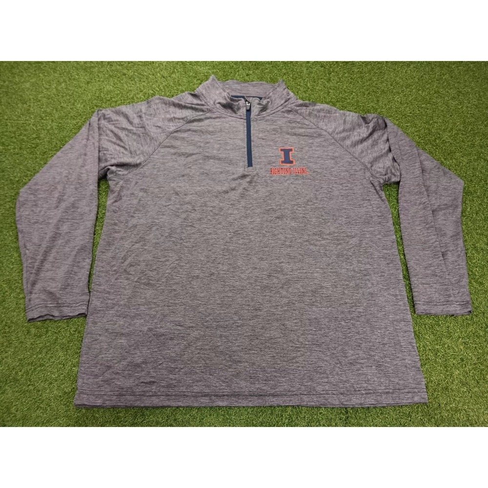 Colosseum Athletics Shirt Mens XL Gray Illinois Fighting Illini NCAA Quarter Zip